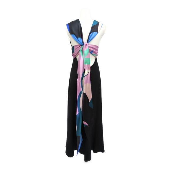 Emilio Pucci 100% silk Black Dress with Scarf tie back - Picture 3 of 7